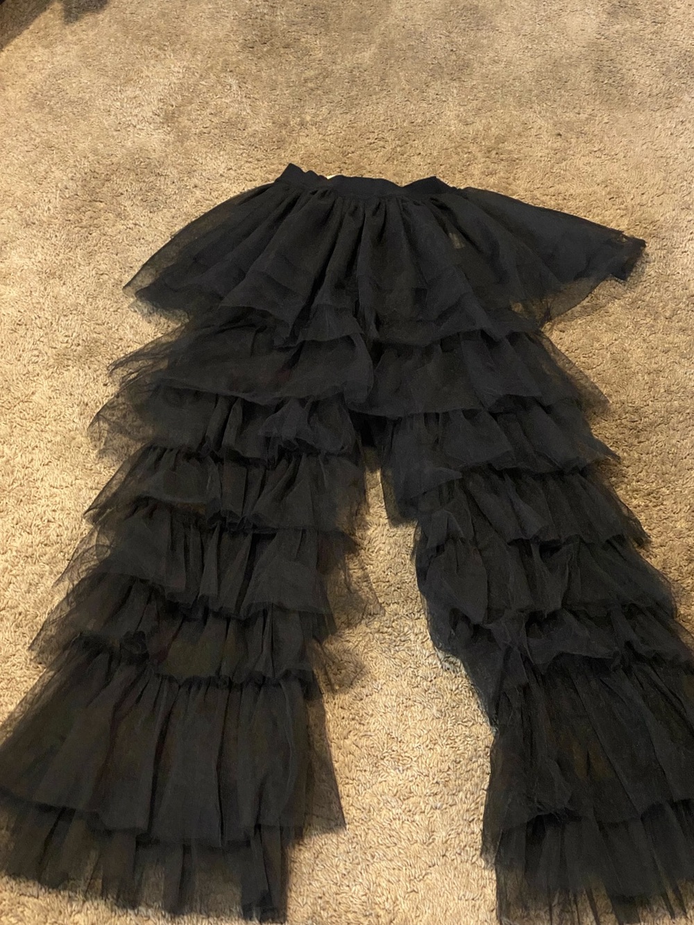 Black Tiered Tulle Wide leg Pants